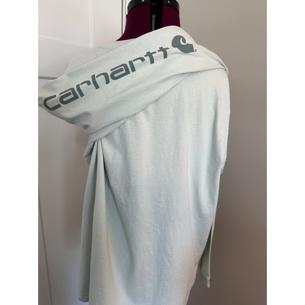 Carhartt Womens XL Loose Fit Long Sleeve Graphic T-Shirt Mint Green TK0231-W